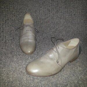 PANTANETTI-Lace Up Loafers-Taupe/Tan W/Metallic Detail-Size 35-Excellent